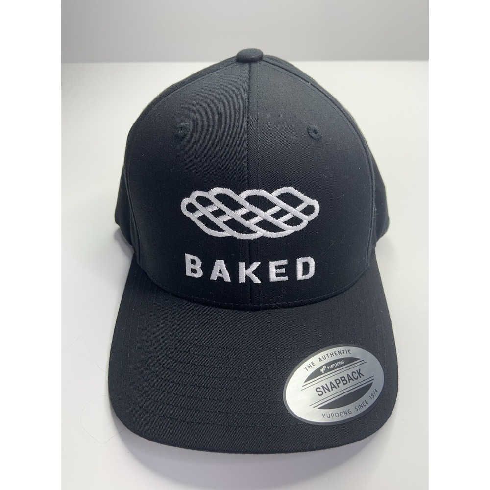 Baked Embroidered Black Hat SnapBack Adjustable